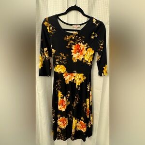 Chic Black Floral Long Sleeve Dress